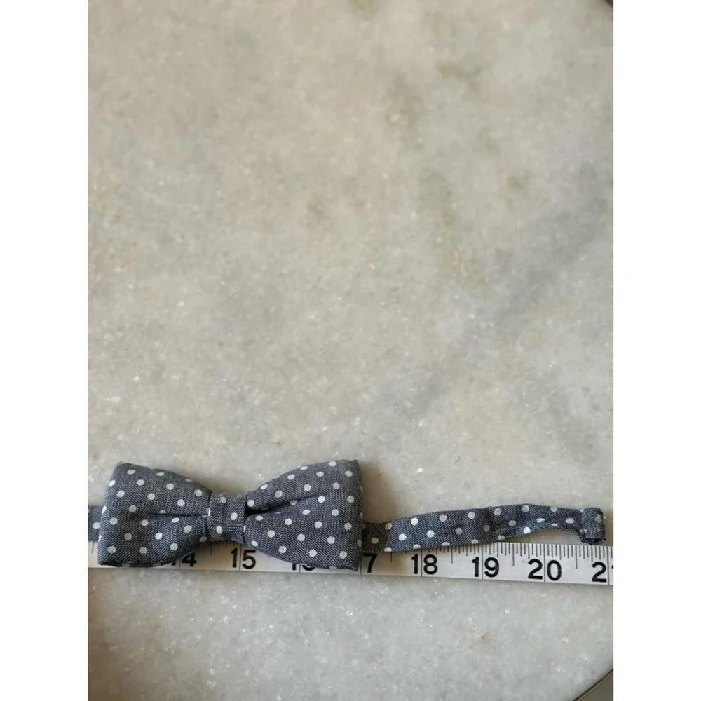 H&M Divided Men's Adjustable Blue Gray Cotton Polka Dot Bow Tie Derby Classic